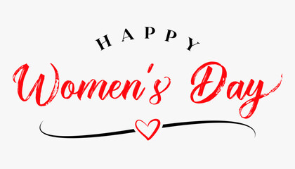 Happy Women's day hand drawn lettering vector illustration.