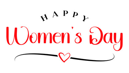 Happy Women's day hand drawn lettering vector illustration.