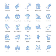 amusement park icons vector set stock illustration.