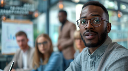 Obraz premium young professionals in an office setting