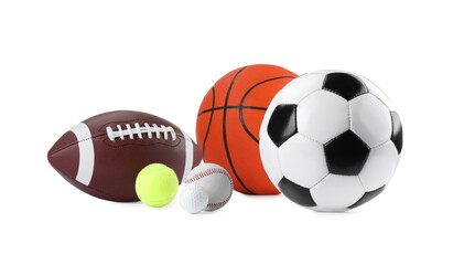 Many different sport balls isolated on white