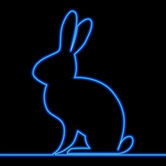 Abstract blue rabbit animal symbol icon neon glow concept