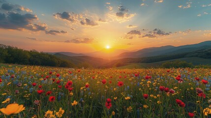 Meadow dawn highlighting meditation and mindfulness awakening