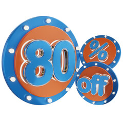 3d logo great offers supermarket discount percentage orange blue 80