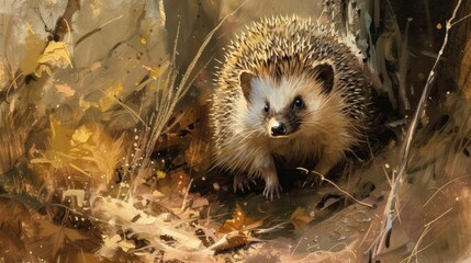 Cute adorable hedgehog animal on nature's soft lap. In its natural habitat. Generative AI