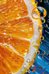 Abstract Orange Texture with Water Droplets