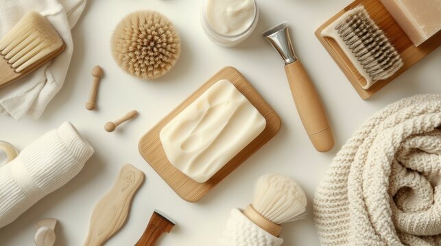 a white table topped with lots of different types of hair brushes and combs and combs on top of each other.