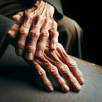 Close-up of old man's hands