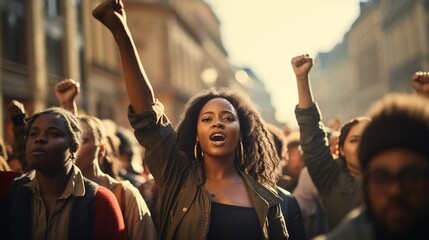 a woman with her arms raised in the air - obrazy, fototapety, plakaty
