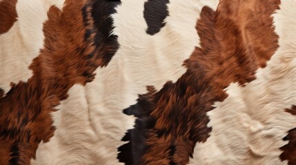 a close up of a cow's fur that is brown and white with a black stripe on the back of it.