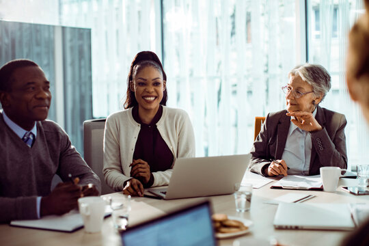Diverse business professionals in a corporate meeting
