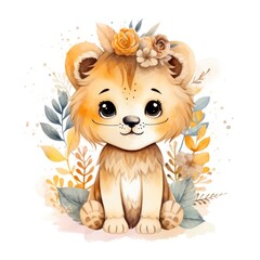 Enchanting Boho Lion Cub Illustration