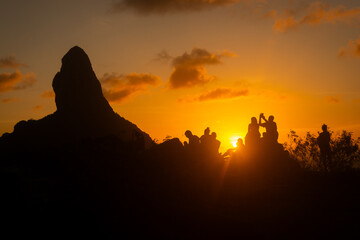 Vista Morro do pico ao por do sol, Fernando de Noronha, PE - Brasil.