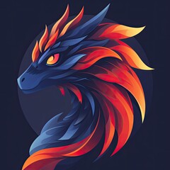 Obraz premium flat logo of Vector dragon illustration vector