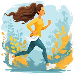 Woman Running Through a Field of Grass