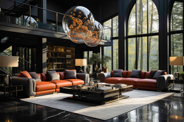 Explore a living room designed for the connoisseur, showcasing the most luxurious furniture that...