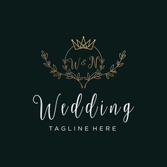 Wedding logo design creative concept with decoration unique style Premium Vector Part 5