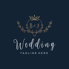 Wedding logo design creative concept with decoration unique style Premium Vector Part 6