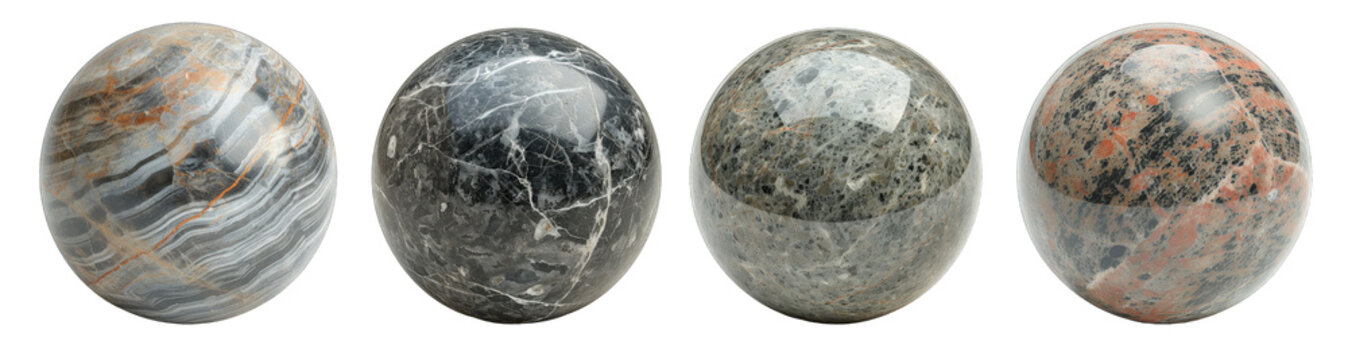 Marble balls isolated on white or transparent background generative ai
