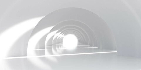 White Tunnel With Light Illumination 3d render illustration