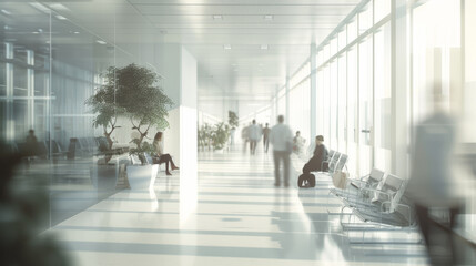 bright, modern office corridor with an airy and open feel. - obrazy, fototapety, plakaty