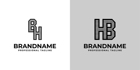 Letters BH and HB Dot Monogram Logo, Suitable for business with BH or HB initials