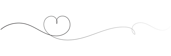 Hand drawn heart line art banner background transparent isolated