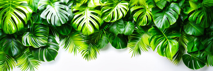 Exotic Green Leaves, Tropical Plant Background, Nature and Botany, Vibrant Jungle Pattern
