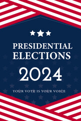 US Presidential Election 2024, 2024 US election banner, editable election banner for 2024
