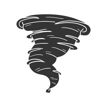 Tornado Icon Silhouette Illustration. Cyclone Vector Graphic Pictogram Symbol Clip Art. Doodle Sketch Black Sign.