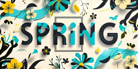 this colorful spring banner is on a white background Generative AI