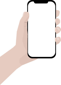 hand holding a mobile phone with no background
