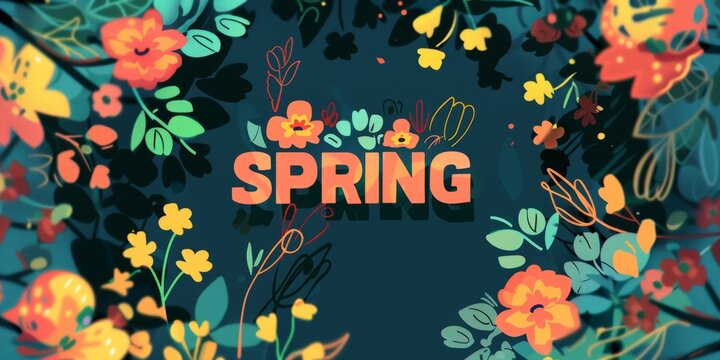 a spring season banner template with flowers Generative AI