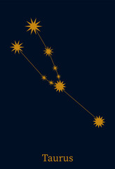 Taurus zodiac constellation. Astronomical symbol horoscope. Minimalist style astrological sign vector illustration.