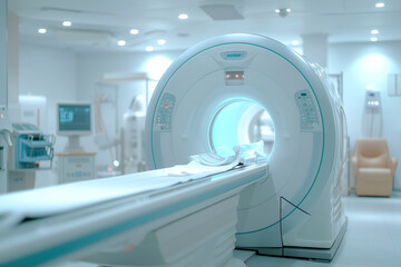 Medical equipment in hospital laboratory that performs magnetic resonance imaging scans Generative AI - obrazy, fototapety, plakaty