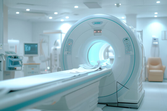 Medical equipment in hospital laboratory that performs magnetic resonance imaging scans Generative AI