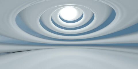 Abstract View of White Spiral building interior Structure Under Soft Lighting 3d render illustration