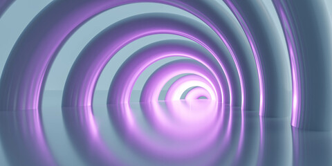 Abstract Purple Spiral in a surreal landscape 3d render illustration
