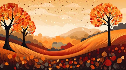 Autumn Tapestry: Illustrative Background in Warm Autumn Tones, Hand Edited Generative AI
