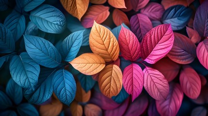 Colourful Leaves Background, Hand Edited Generative AI