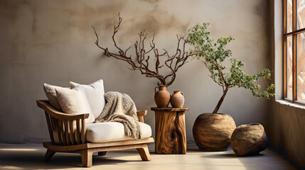 Embrace the beauty of a rustic minimalist design in your living space. Picture a fabric lounge...