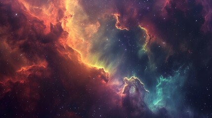Fototapeta premium Colourful Nebula in Space: Cosmic Background, Hand Edited Generative AI
