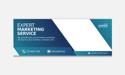 Cover template with gradient. Blue social media cover banner template design for corporate company, digital marketing agency etc.