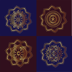 Collection of ornamental round luxury Mandala, Metallica Mandala set. Mandala Background