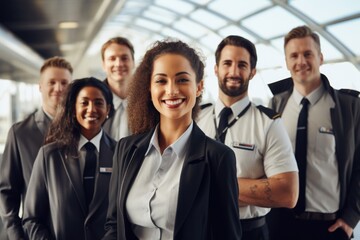 Fototapeta premium Group portrait of a diverse flight crew