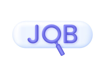 3D Searching job illustration. Human resource management and hiring concept
