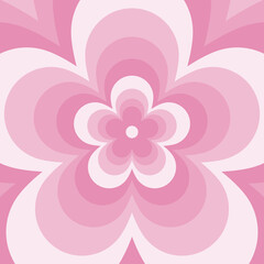 Retro groovy fun background pink flower burst. Vector illustration