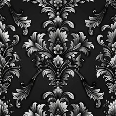 damask seamless pattern with 3D elements
