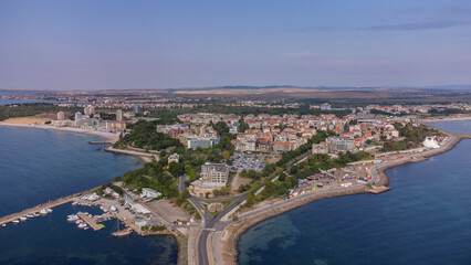 Aerial view to Nessebar city Sea town of Bulgarian Black Sea coast
