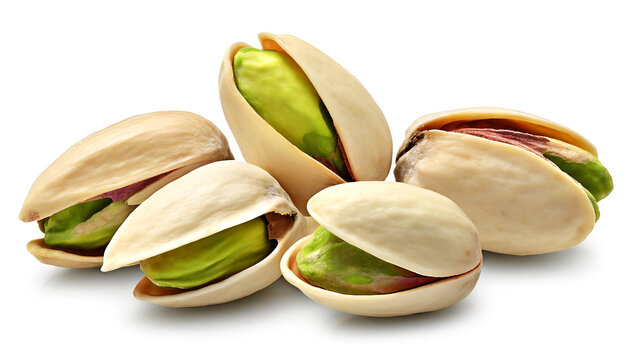 Pistachio nuts isolated on white background. Clipping Path